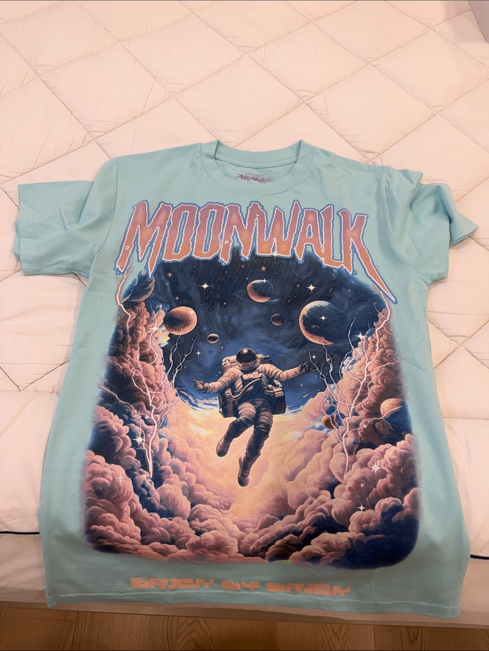 Moonwalk Graphic Short Sleeve Tee in Light Blue